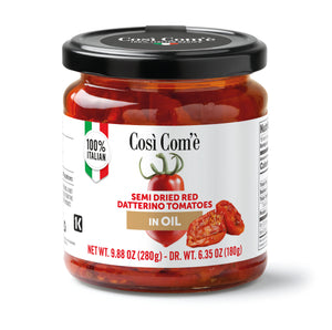 Semi Dried Red "Datterino" tomatoes in oil by Così Com'è - 9.88oz