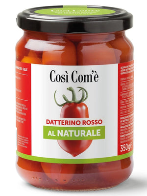 Whole Red " Datterino" Tomatoes Unpeeled In Water by Così Com'è - 12.35oz- Italian Tomatoes