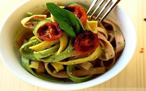 Tagliatelle Vegetali with buffalo cream and cherry tomatoes