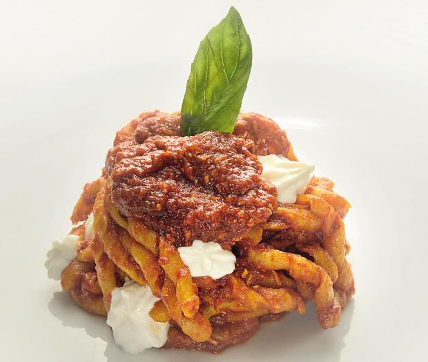 Fusillo Napoletano with Meat Sauce and Baffalo Ricotta Cheese