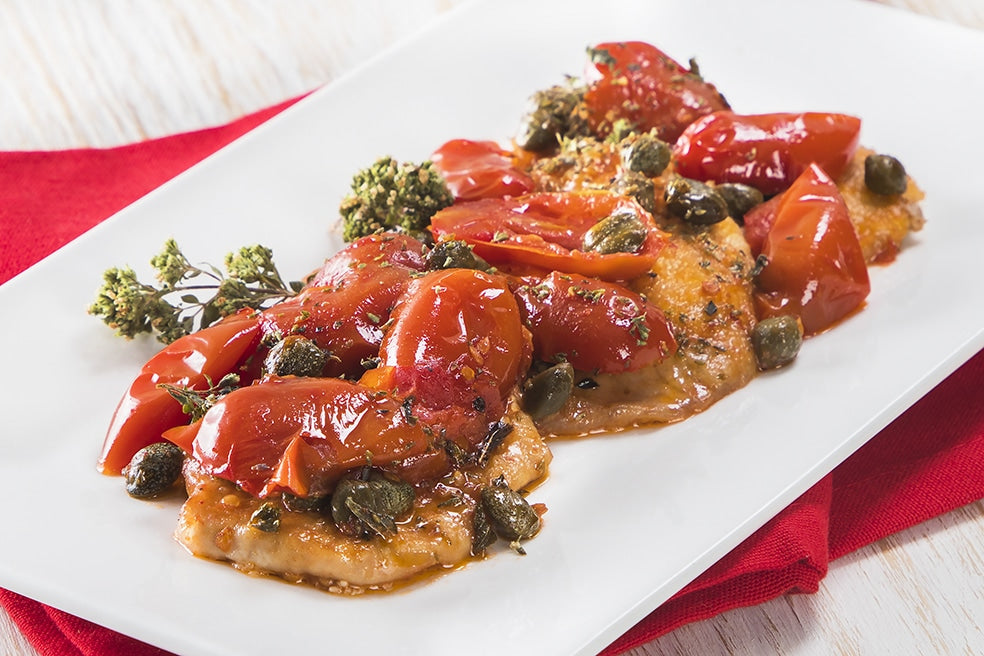 SCALOPPINE WITH RED DATTERINO TOMATOES
