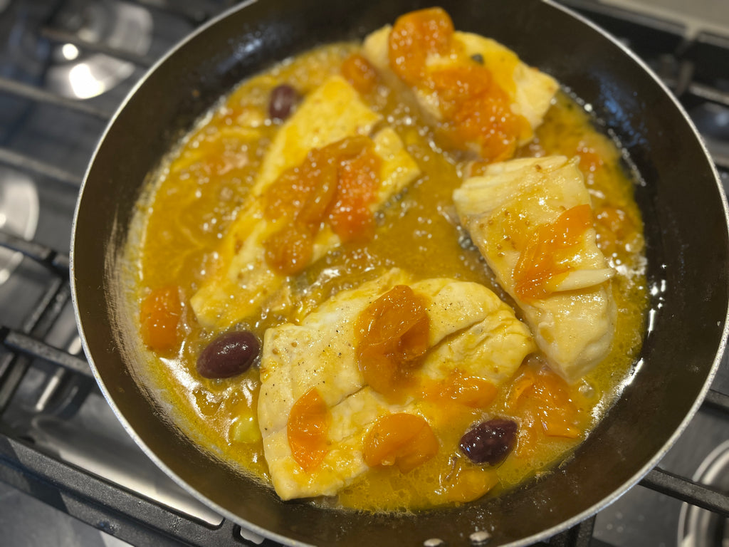 Halibut (or any white fish fillet) With Yellow Datterino Tomatoes