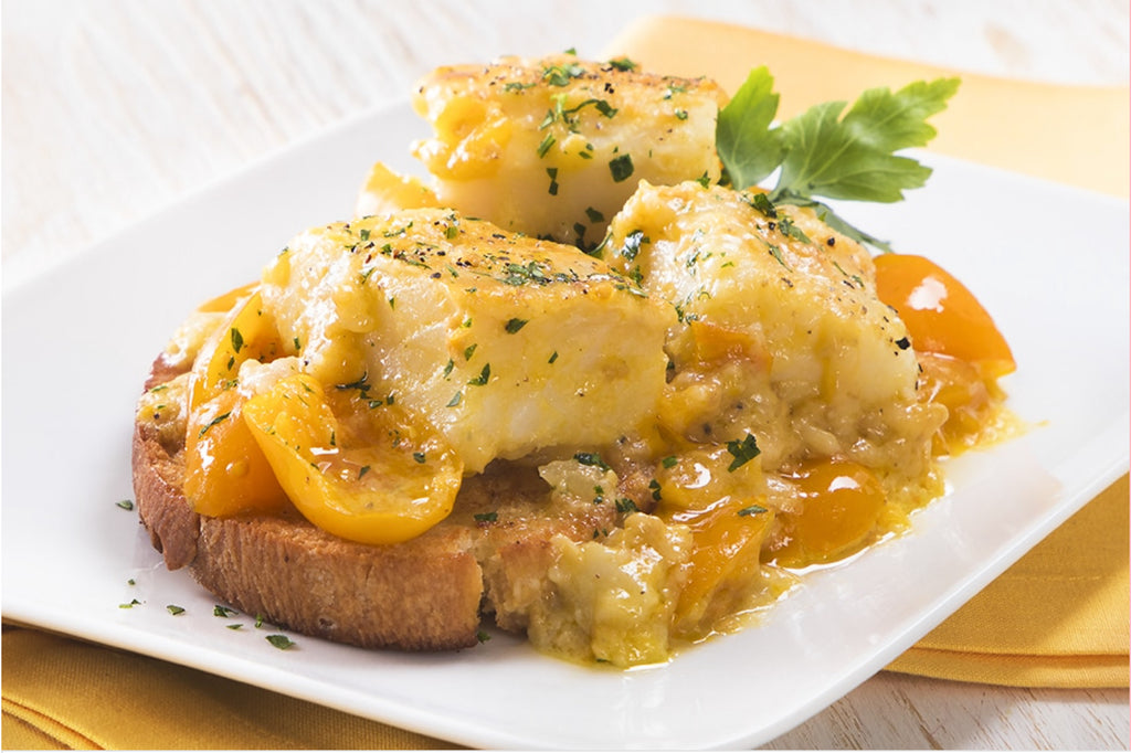 STEWED COD WITH WHOLE YELLOW DATTERINO IN ITS JUICE
