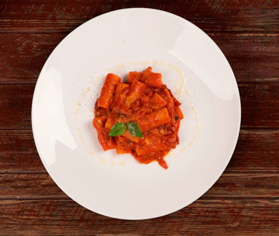 Rigatoni, Hot Red Datterino Tomato Sauce, And Pancetta