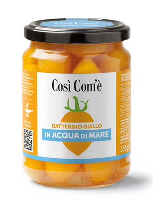 Whole Yellow "Datterino" Tomatoes Unpeeled  in Sea Water by Così Com'è - 12.35oz