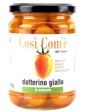 Whole Yellow "Datterino" Tomatoes Unpeeled In Water by Così Com'è - 12.35oz- Italian Tomatoes